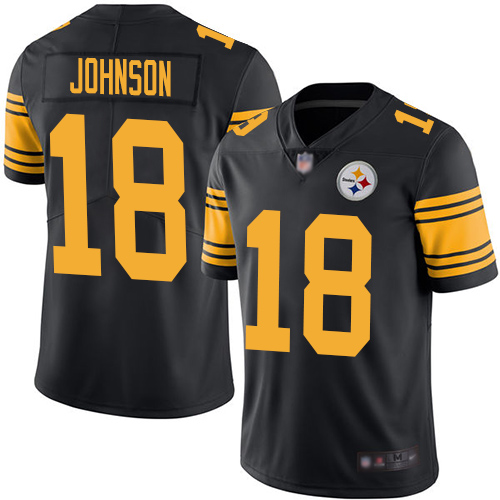 Youth Pittsburgh Steelers Football #18 Limited Black Diontae Johnson Rush Vapor Untouchable Nike NFL Jersey->youth nfl jersey->Youth Jersey